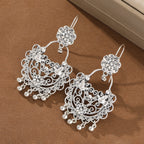 Retro Floral Bird Tassel Earrings